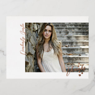 Thanks Plus Hearts Grad Photo Foil Postcard