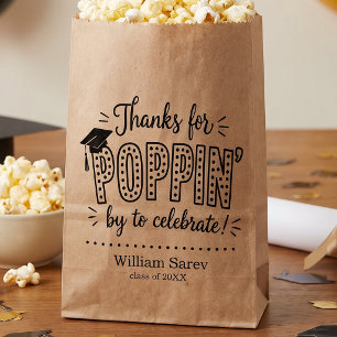 Thanks Poppin White Modern Popcorn Design Favour Bags