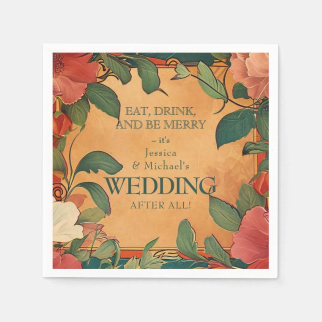 🌹 Thanks Rose Romance: Art Nouveau Splendour Napkin (Front)