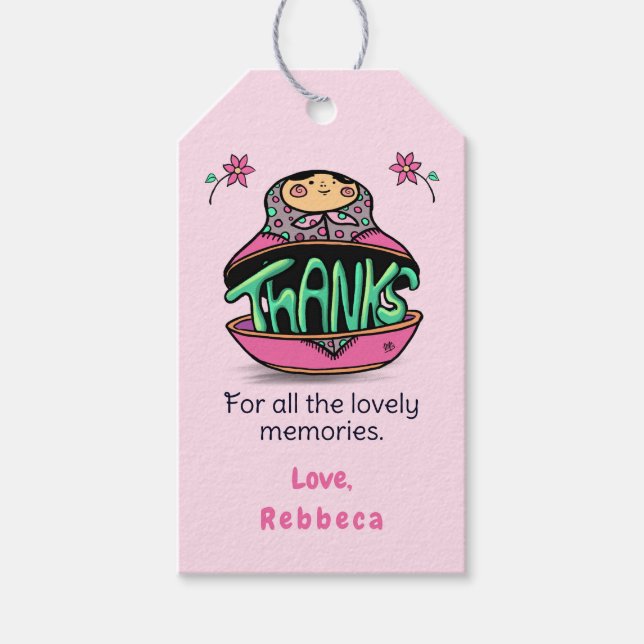 Thanks Russian Doll Matryoshka  Gift Tags (Front)