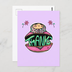 Thanks Russian Doll Postcard