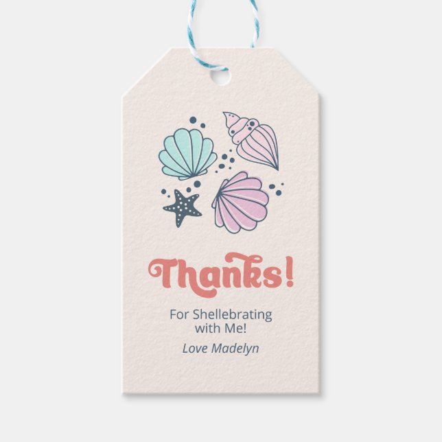 Thanks Seashell Birthday Minimal Gift Tags (Front)