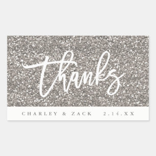 Thanks Sliver Glitter Mini Wine Champagne Label