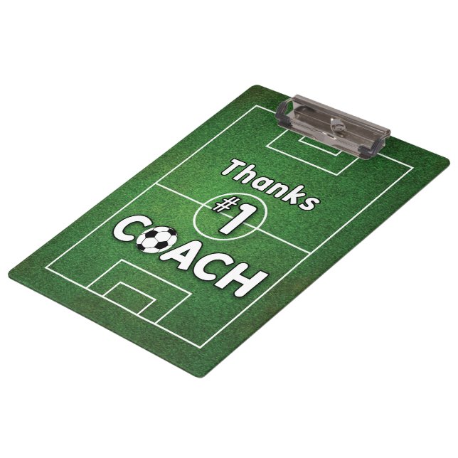 Thanks Soccer Coach Grass Field Clipboard (Angled)