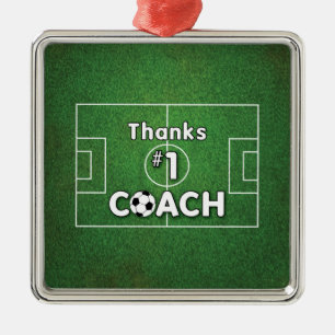 Thanks Soccer Coach Grass Field Metal Tree Decoration