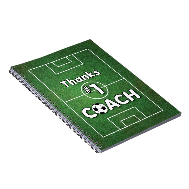 Thanks Soccer Coach Grass Field Spiral Notebook (Right Side)