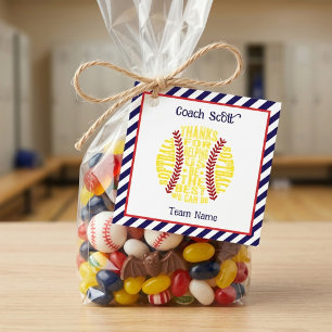 Thanks Softball Coach Typography Quote custom Favour Tags