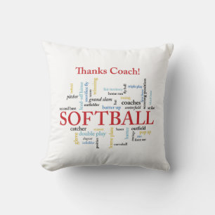 Thanks Softball Coach Words From Group, Team, Red Cushion