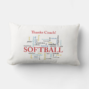 Thanks Softball Coach Words From Group, Team, Red Lumbar Cushion