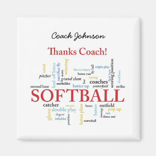 Thanks Softball Coach Words From Group, Team, Red Magnet