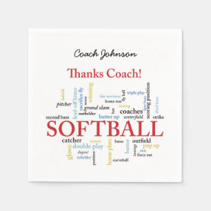 Thanks Softball Coach Words From Group, Team, Red Napkin