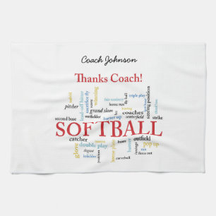 Thanks Softball Coach Words From Group, Team, Red Tea Towel