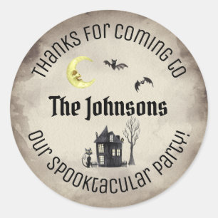 Thanks Spooktacular Halloween Party Favour Sepia Classic Round Sticker