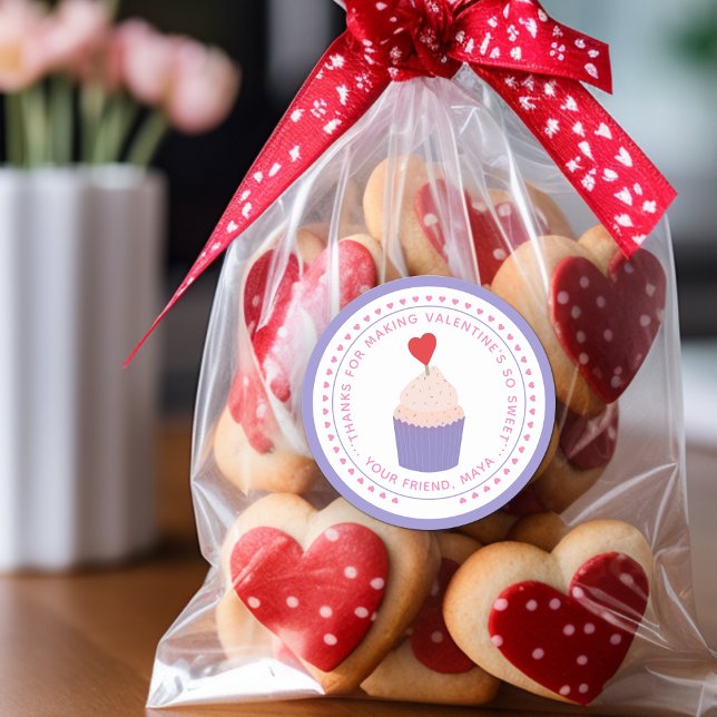 Thanks Sweet Valentine's Favour Classic Round Sticker (Thanks Sweet Valentine's Favor Classic Round Sticker)