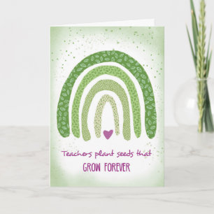 Thanks Teacher From Student Green Watercolor Card