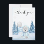 Thanks Teddy Bear Christmas Winter  Thank You Card<br><div class="desc">This design may be personalised in the area provided by changing the photo and/or text. Or it can be customised by clicking Personalise this Template and then choosing the click to customise further option and delete or change the colour of the background, add text, change the text colour or style,...</div>
