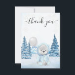 Thanks Teddy Bear Christmas Winter  Thank You Card<br><div class="desc">This design may be personalised in the area provided by changing the photo and/or text. Or it can be customised by clicking Personalise this Template and then choosing the click to customise further option and delete or change the colour of the background, add text, change the text colour or style,...</div>