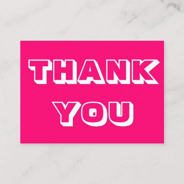 Thanks, Thank you, fuchsia pink white card (Front)