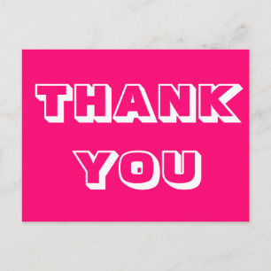 Thanks, Thank you, fuchsia pink white Postcard