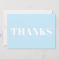 Thanks, Thank You, light blue white modern card