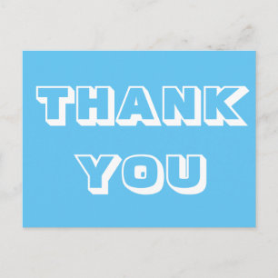 Thanks, Thank you, light blue white Postcard