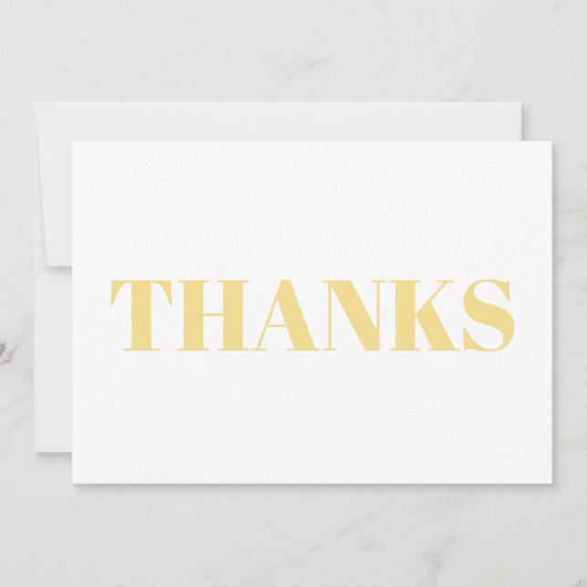 Thanks, Thank You, light gold white modern card (Front)