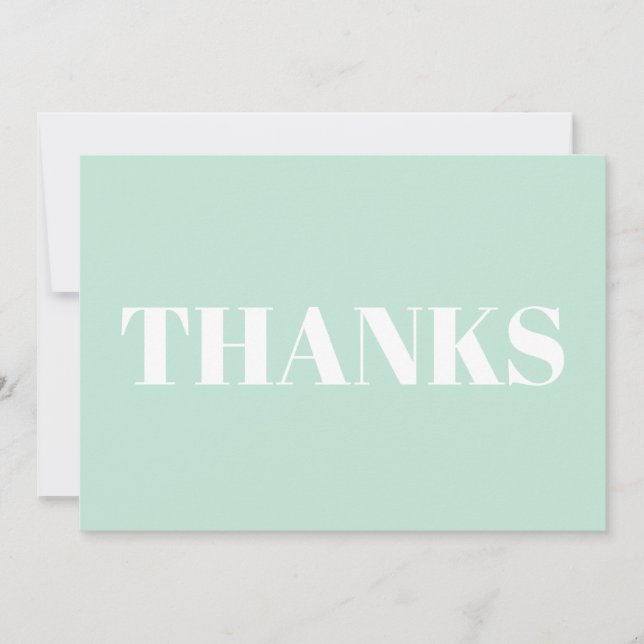 Thanks, Thank You, seafoam green white card (Front)
