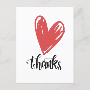 Thanks Thank you with love red heart for lover   Postcard