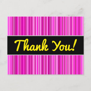 Thanks + Thin Magenta and Pink Stripes Pattern Postcard