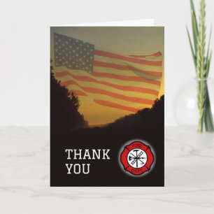 Thanks to Firefighters images of Flag and Emblem Thank You Card