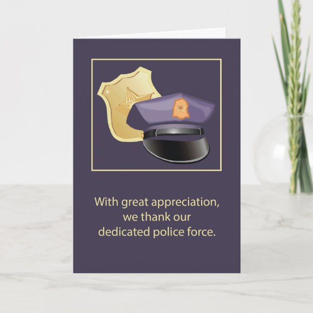 Thanks to Our Police Force Hat and Badge Card (Front)