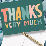 THANKS VERY MUCH Colourful Pastel Handlettered Cut Postcard<br><div class="desc">Check out this sweet and colourful art,  hand made by me for you! Feel free to add your own text or change the colours. Visit my shop for more!</div>