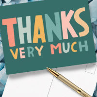 THANKS VERY MUCH Colourful Pastel Handlettered Cut