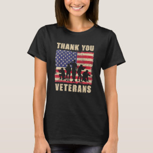 Thanks Veterans American Flag Patriotic Men Women T-Shirt