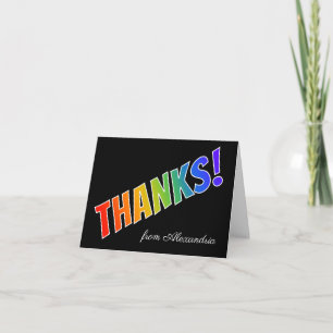 "THANKS!" w/ Rainbow Look Letters, Custom Name Card