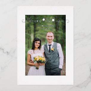 Thanks Wedding Silver Heart Whimsical Script