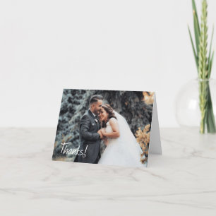 Thanks With a Heart Photo Wedding Thank You Note Card