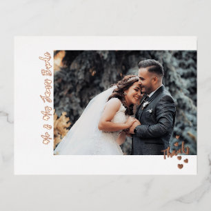 Thanks with Hearts Wedding Photo Foil Postcard