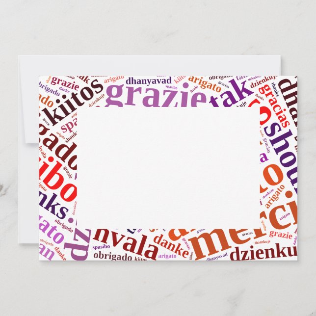 Thanks word cloud thank you card (Front)
