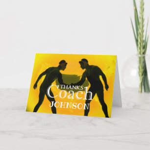 Thanks Wrestling Coach Gold and Black Thank You Card
