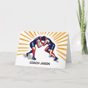 Thanks Wrestling Coach Personalise Two Wrestling Card