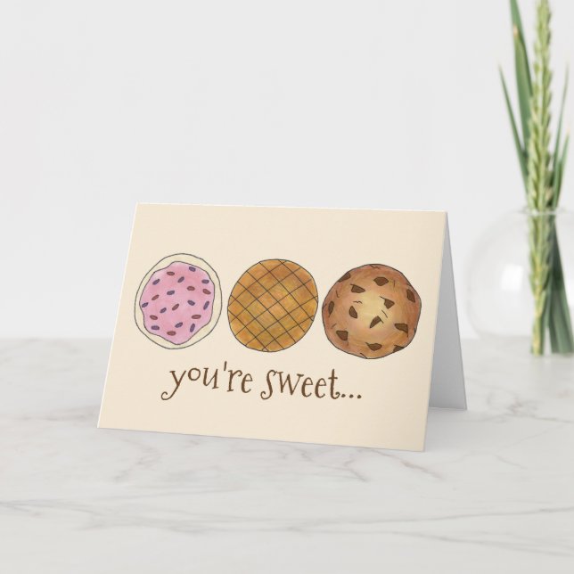 Thanks You're Sweet Bake Sale Cookies Thank You Card (Front)
