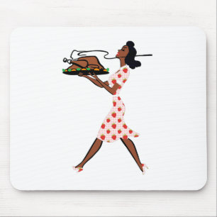 thanksgiving 1950s black housewife mouse pad