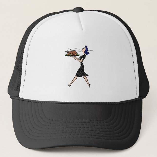 thanksgiving 1950s goth housewife trucker hat (Front)