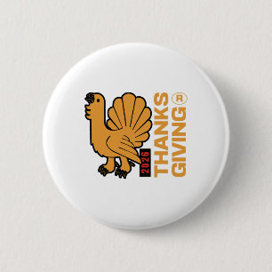 Thanksgiving 2026 Design Depicting A Gobbling Turk 6 Cm Round Badge