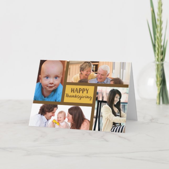 Thanksgiving 4 Photo Customizable Card (Front)