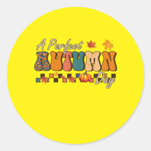 Thanksgiving A Perfect Autumn Day Retro Vintage Classic Round Sticker