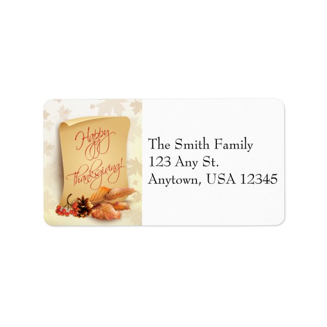 Thanksgiving Address Label with Fall Foliage (Front)