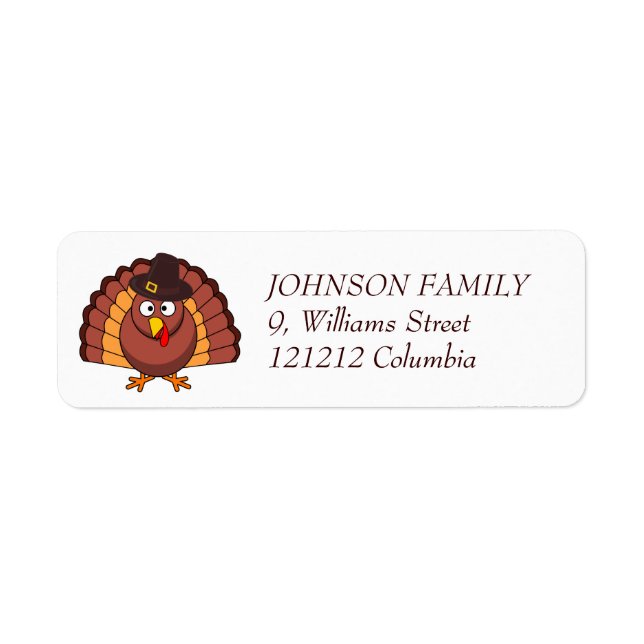 Thanksgiving Address Labels With Turkey (Front)