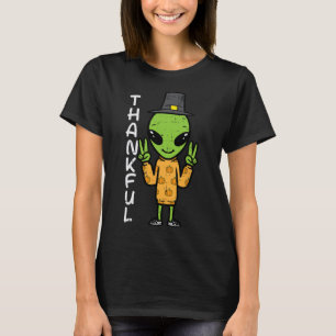 Thanksgiving Alien Thankful Funny Fall Space Men B T-Shirt